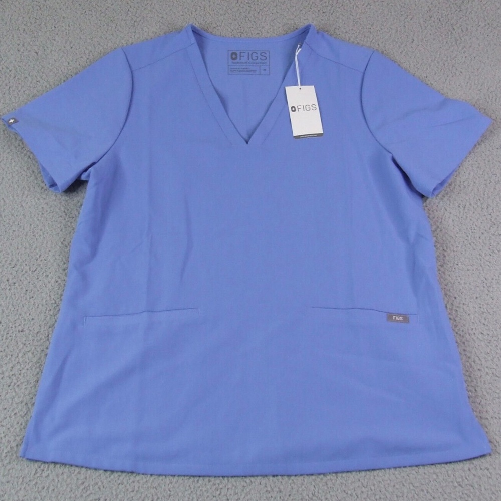 FIGS Blue Casma Three Pocket Scrub Top Medium